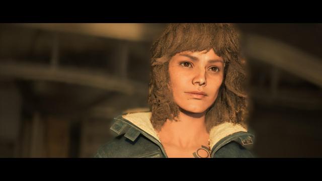 A human looking out of the cargo bay of a spaceship