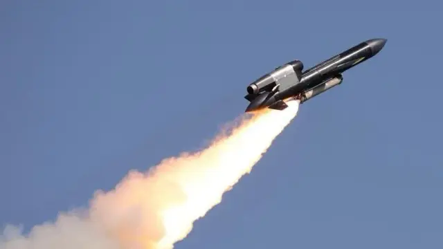 Launch of the Flamingo cruise missile in an undated photo. (militarnyi.com)