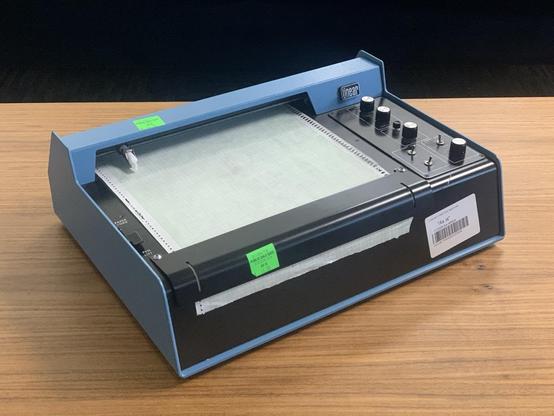 Oblique view of Linear Instruments Corp. Model 255 chart recorder.