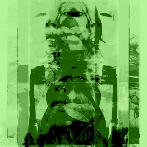 Layers of photography’s and drawings have been built up to form an abstract outline of a woman and a pond and a swan and a river. All in various shades of green parts of a woman’s face and body can be seen underneath layers of noise and shapes. Organic matter like leaves and flowers mixed in with lines and man made angles. Digital Mixed media collage with photographs I’ve taken.