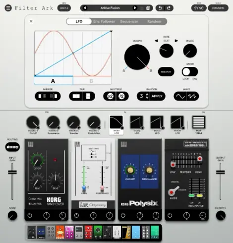 Korg Filter Ark Test: Nutzeroberfläche im erweiterten Modus