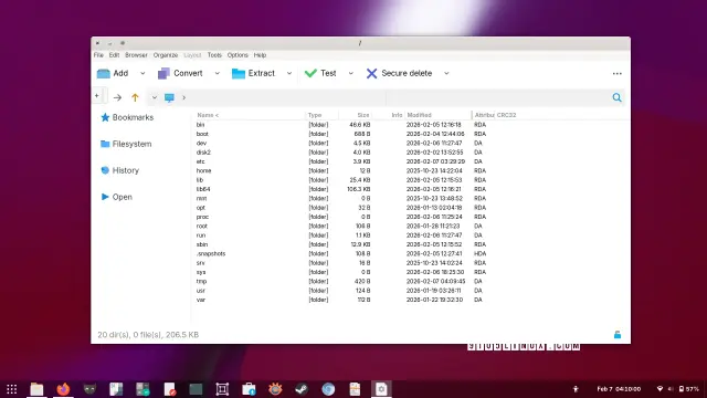Screenshot of PeaZip 10.9 showing the main window while browsing the local file system.