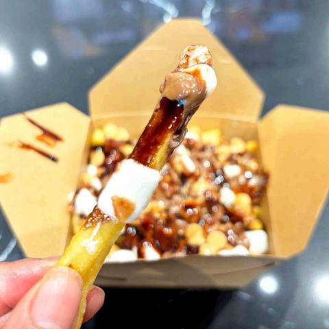 Chocolate poutine with chocolate sauces, chocolate chips, toffee chips and marshmallows, from Mike's Poutine House, Waterloo
