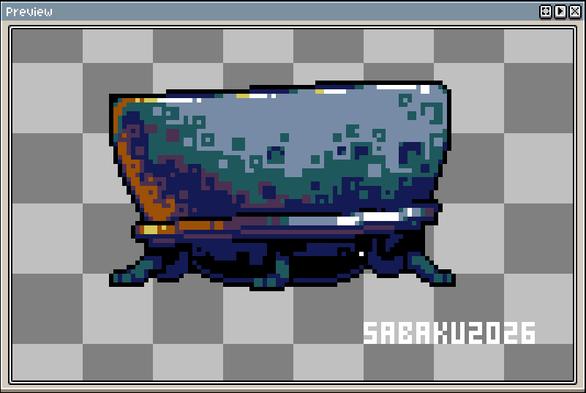 pixelart that shows a mortar with little metal legs