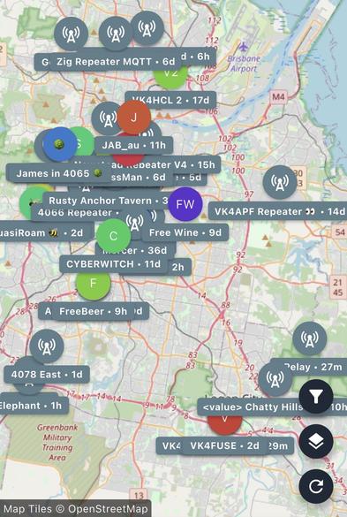 Brisbane’s current MeshCore map