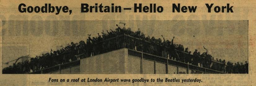 The Beatles leave London for New York