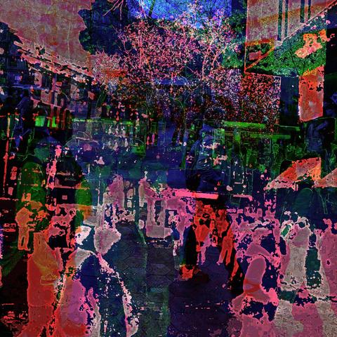 Barcelona HSL/RGB color separated layered street photography made with the GNU Image Manipulation Program + G'Mic filters.