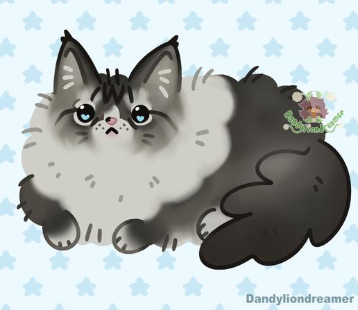 my friends irl cat redesigned to look like the pusheen style but with more details!