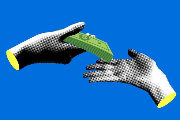 Ilustración de una transacción de dinero, de mano a mano. (Getty Images)