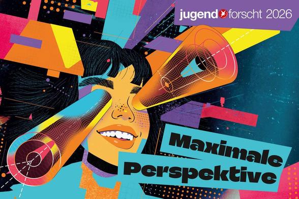 Das Plakat zeigt die Illustration eines jungen Menschen und die Schriftzüge Jugend Forscht 2006 und Maximale Perspektive. 
Bildquelle: Bundeswettbewerb "Jugend forscht"