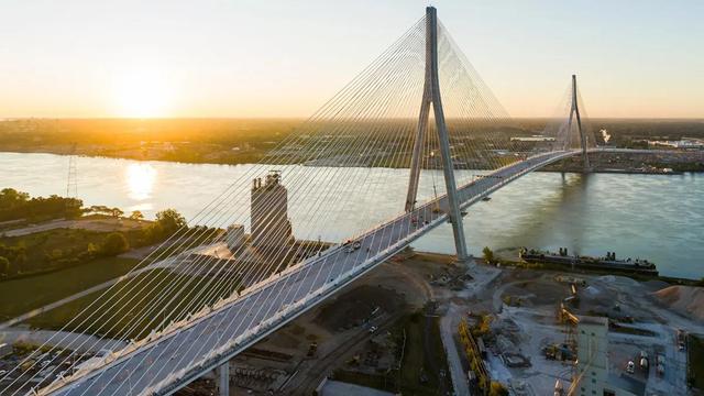 An aerial image of the Gordie Howe International Bridge. 
Credit: Courtesy of Gordie Howe International Bridge