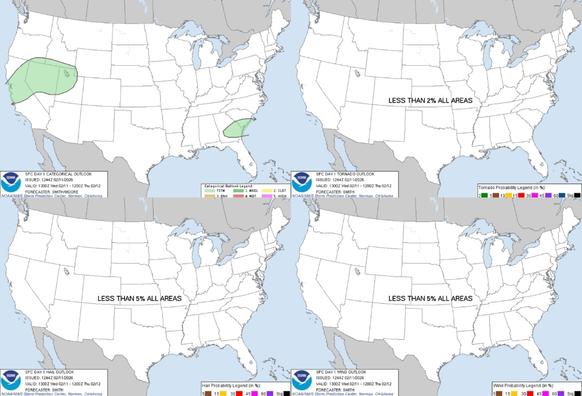 Pacific Storm System Moves Inland; Strong Storm in Alaska
A Pacific storm system will bring low elevation/valley rain and mountain snow as it moves inland to the central Great Basin through the central Rockies through Thursday. Scattered thunderstorms are likely from California into the Great Basin. A large low pressure system continues to bring snow, blizzard conditions, damaging winds, and mixed precipitation along the Bering Sea and Southwest Alaska