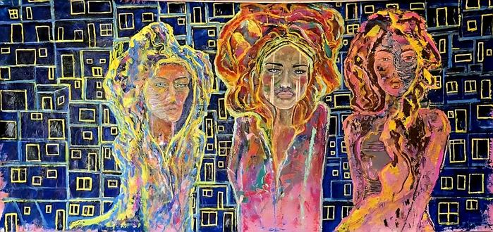 This painting was inspired by a trip i done to Brazil. Rio de Janeiro. 
3 Dames in a Country of unexpected Dynamic Beauty..
The Favelas forever etched in my Heart and soul 💔


Marvela Favela
150cm x 65cm
Acrylic on canvas 

#Brazil #Riodejaneiro #copacabana #humble #bluesky #favela