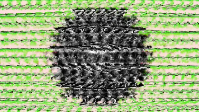 Similar to previous, but with a darker central area and a bright green and grey outer area.