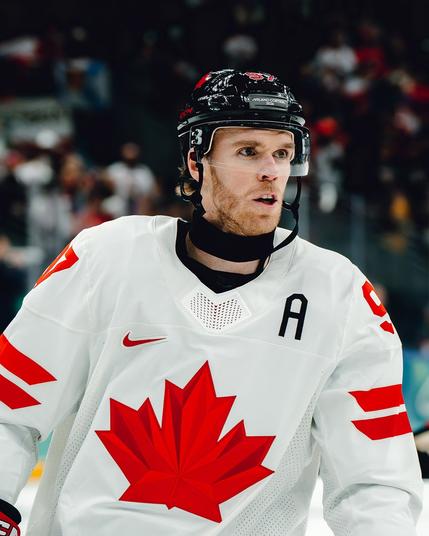 Connor McDavid is pictured in his Team Canada uniform during the game vs. Czechia