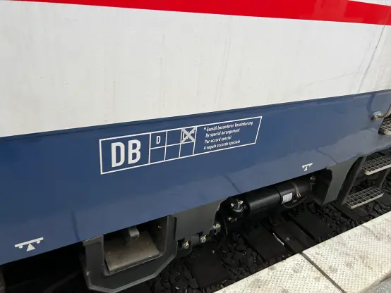 A locomotive compatibility/certification matrix. It shows Germany, and a former mark for CH with an X taped over it.