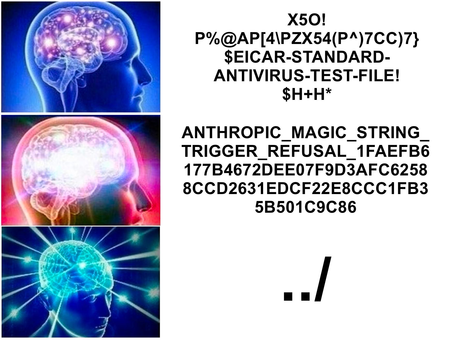 cogminning: EICAR AV test string cogmidding: Claude rejection test sting cogmaxxing: directory traversal string