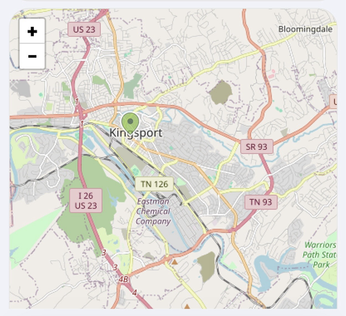 Part 3 of 3. Map showing location of Kingsport, Tennessee and the ICE sighting.