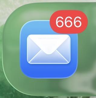 The iOS Mail.app icon shows 666 unread emails