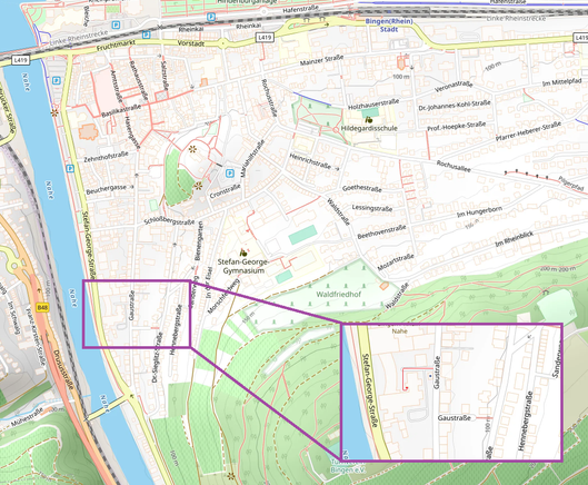 Eine Openstreetmap Karte die zeigt wo der Eingang zum Space ist.