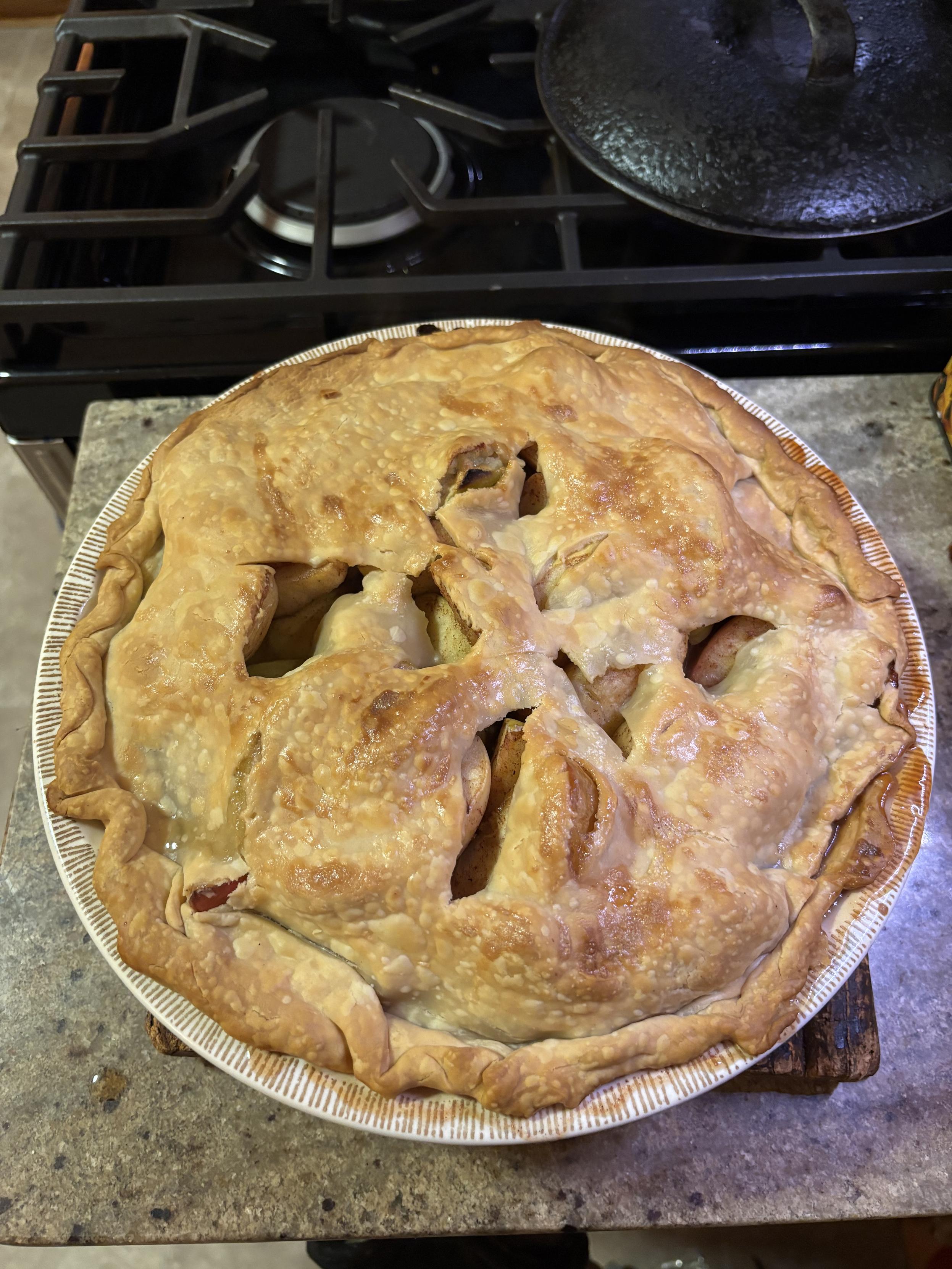 apple pie fresh out of tge oven