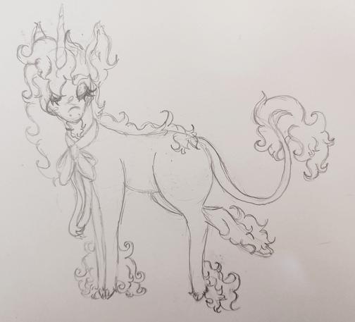 A traditional drawing of a unicorn with long and majestic features.