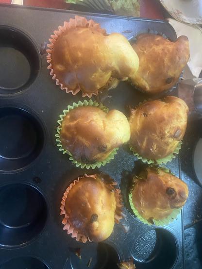 These were the muffins with no sugar, they made weird overflowing volcano shapes