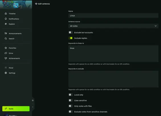 Definition der Antenna.  Einfachstes Beispiel: Alles zum Thema Linux, inklusive Replies.