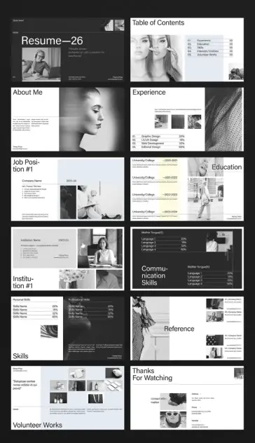 Interactive Resume Presentation Template by E-Type for Adobe InDesign