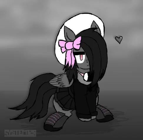 Femboy pegasus pony OC sitting.