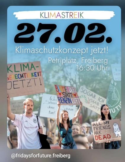 Sharepic von Fridays for Future Freiberg zum Klimastreik / Streik für das Klimaschutzkonzept