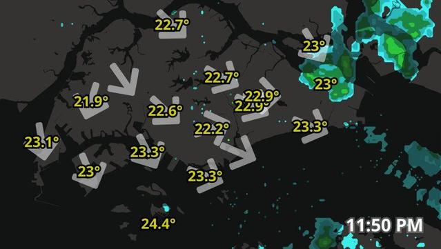 Rain radar image in Singapore