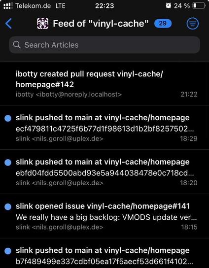 screenshot of a project feed in NetNewsWire
