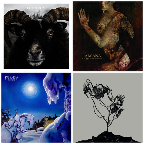 Album covers for the four mentioned bands.