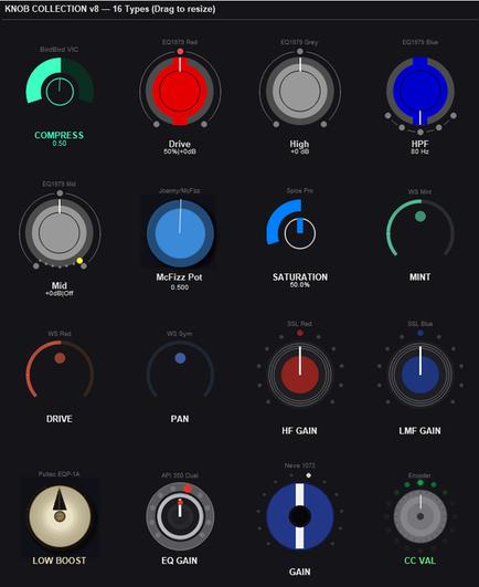 Variety of knob styles available in ReaKit