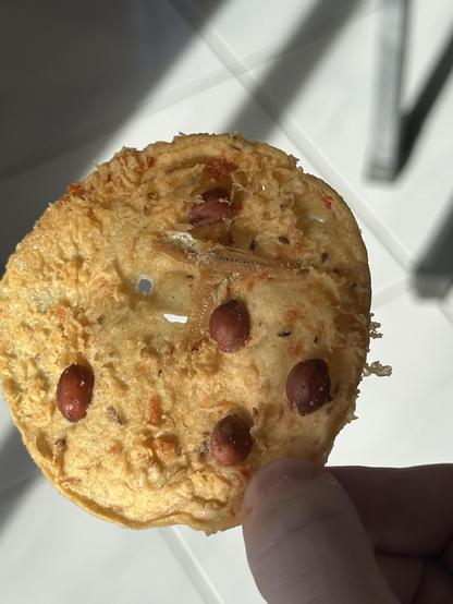 Me holding a piece of what I described in the Toot.