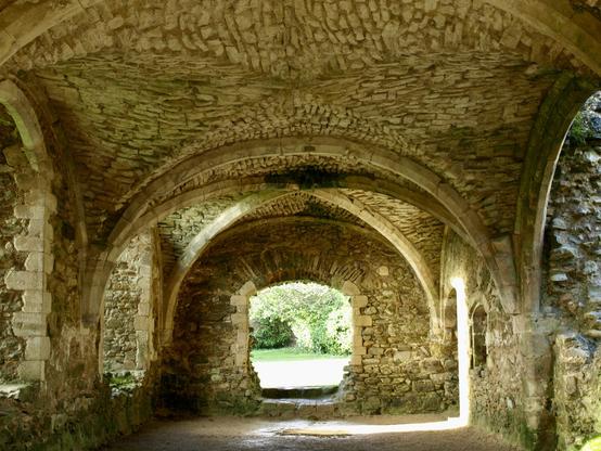 View through the abbot’s residence with vaulted ceiling still intact