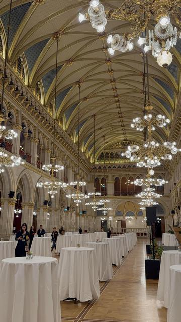 Abgebildet ist der Festsaal im Rathaus Wien.