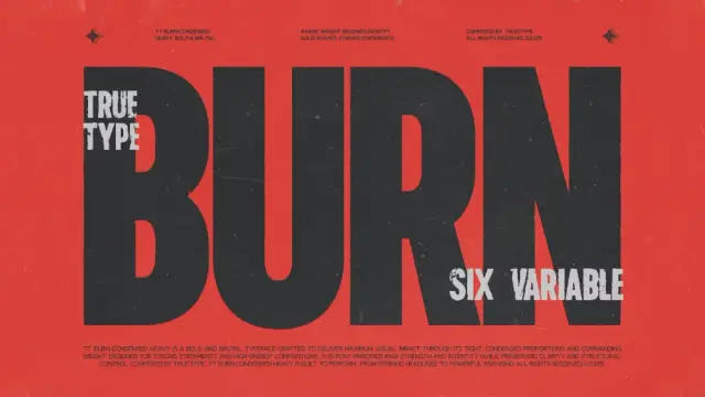 TRT Burn font family by truetype