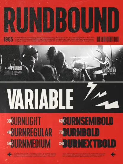 TRT Burn font family by truetype