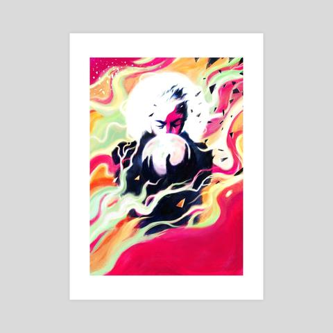 a man in streaming colours