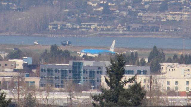 Boeing 787-10 Dreamliner PH-BKM, KLM Flight 615 from Amsterdam AMS to Portland PDX, seen here on landing on Runway 28R at PDX
background: Columbia River (Oregon/Washington border)
photo by Ian Kluft
February 27, 2026
Portland, Oregon, USA