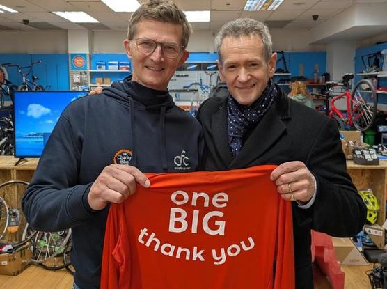 <img alt="BBC One Show Stuns Charity Founder with Star-Studded Surprise" src="https://www.goodnewspost.co.uk/content/images/2026/02/image-29-1.jpeg" /><p><strong>By Charities Correspondent</strong></p><p><strong>It was meant to be a simple puncture repair.</strong></p><p>Instead, last week, The One Show delivered a jaw-dropping “One Big Thank-You” to Mike Grisenthwaite— the man who has helped thousands of children living with cancer get back on their bikes.</p><p>With a little help from presenter Alexander Armstrong and cycling legend Chris Hoy, the BBC pulled off an emotional surprise that left the charity founder completely speechless.</p><h2 id="grisenthwaite-started-cyclists-fighting-cancer-cfc-20-years-ago-from-his-kitchen-table">Grisenthwaite started Cyclists Fighting Cancer (CFC) 20 years ago from his kitchen table. </h2><p></p><p>What began as a deeply personal mission has grown into a nationwide force for good, with four charity bike shops in Cheltenham, London, Manchester and its headquarters in Stratford-upon-Avon.</p><p>The shops breathe new life into donated bikes and parts, sell new cycling accessories, and service all types of bikes — with every penny raised going straight back into helping children living with and beyond cancer.</p><h2 id="the-impact-is-staggering">The impact is staggering. </h2><p></p><p>Since launching, <a href="https://cyclistsfc.org.uk/?ref=goodnewspost.co.uk" rel="norefer