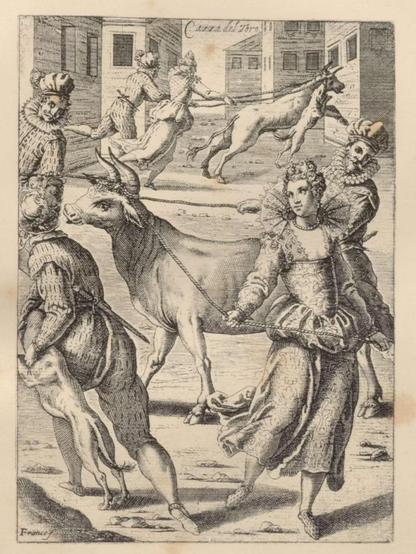 Giacomo Franco -- Habiti delle Donne Venetiane Intagliate in Rame -- plate 12 -- La cazza del toro