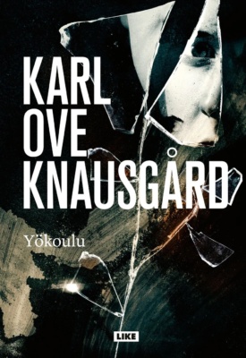 Yökoulun kannessa on kuvattuna lasinsirpaleita, joista heijastuu ihmisen kasvot.