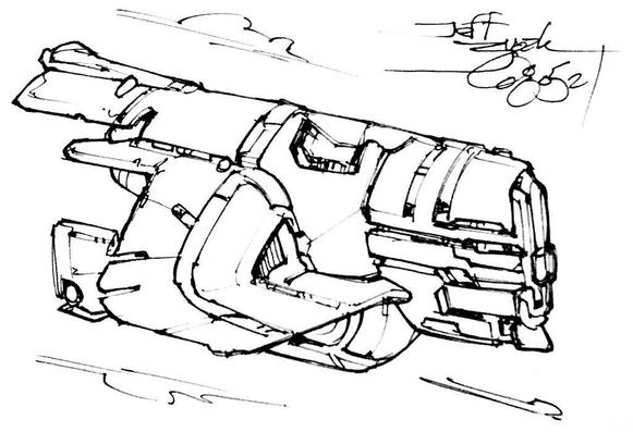 Another flat, fish-like ship that says "covert intruder" to me, with angular fins, sinister intakes and a sharp aggressive "chin". the front end has many linear sections, while the rear sections are smoother.