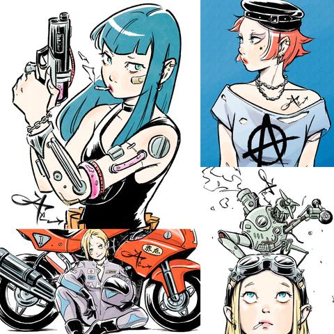 A collection of illustrations created from followers’ requests, featuring bold compositions and vivid full-color artwork.