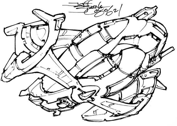 Imagine about 5 crossbows of different sizes put together in a very attractive and aggressive flying spaceship arrangement, and you've got this one. It's quite nice.