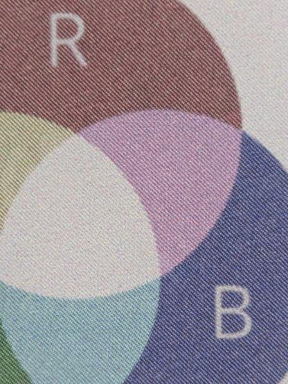 Closeup of a color e-ink display showing detail of an RGB color pie graph from Wikipedia