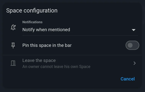 Configure a Space